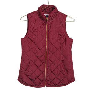 Old Navy Quilted Vest Womens XS Burgundy Gold Zipper Retro Y2K Style Vest